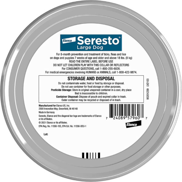 Seresto Large Dog Vet-Recommended Flea & Tick Treatment & Prevention Collar for Dogs Over 18 lbs. 2 Pack